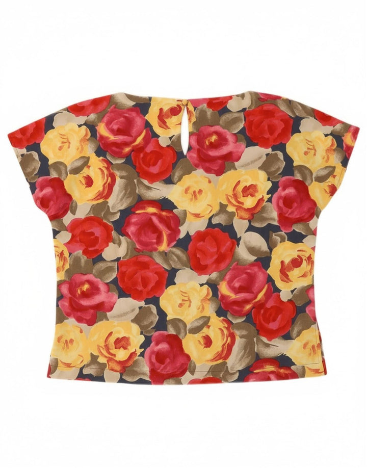 Camicetta da donna vintage Top IT 46 Grande poliestere floreale multicolore