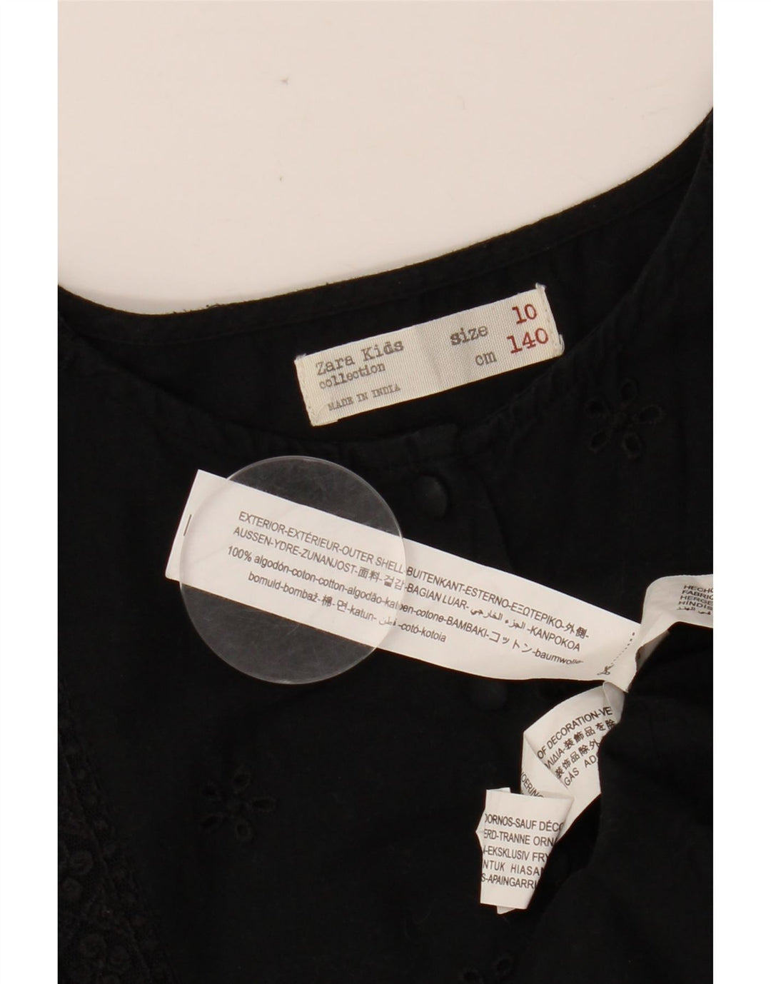 Abito a trapezio per bambine ZARA a pipistrello 9-10 anni in cotone floreale nero