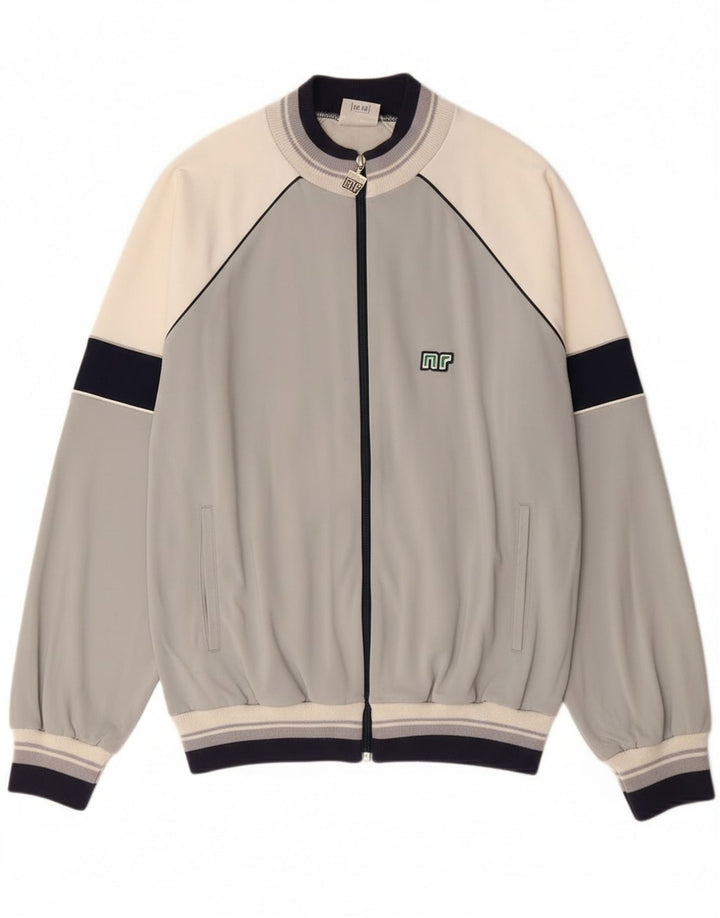 Giacca da ginnastica vintage da uomo IT 52 Large Grey Colourblock