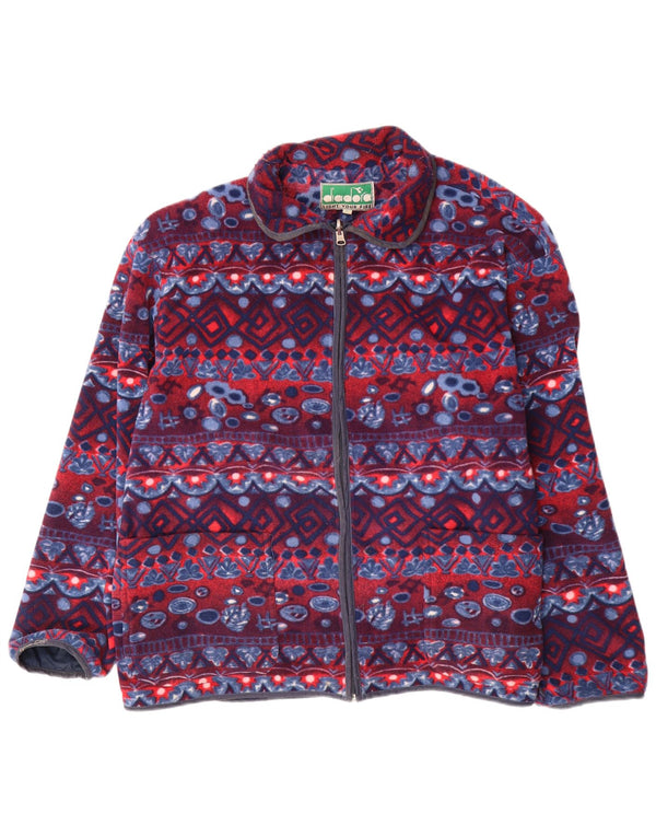 DIADORA Giacca in pile da uomo UK 40 Large Poliestere geometrico blu navy