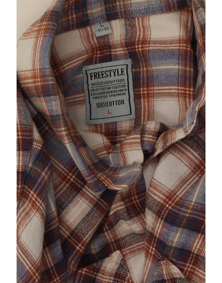 Camicia in flanella da uomo stile libero taglia 41/42 grande cotone a quadri multicolore