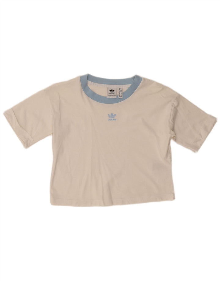 T-shirt corta da donna ADIDAS UK 10 piccola in cotone bianco