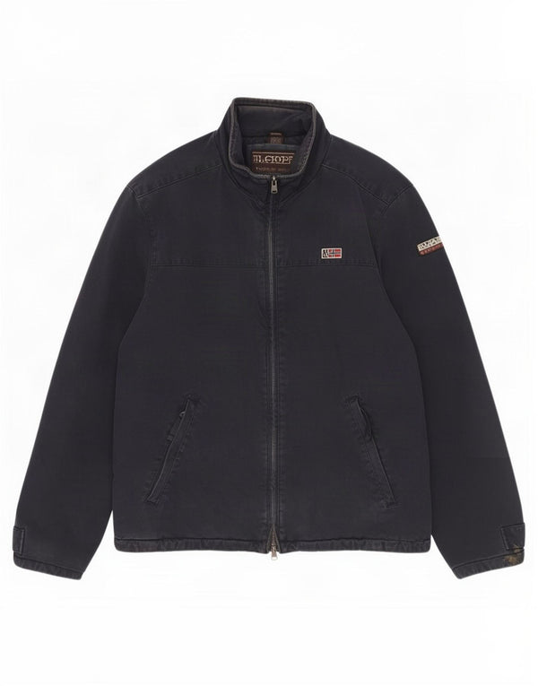 Giubbotto bomber geografico da uomo Napapijri UK 40 Large in cotone blu navy