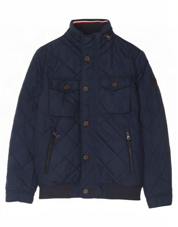 Giacca trapuntata con cappuccio da uomo Tommy Hilfiger UK 36 Small Poliestere blu navy