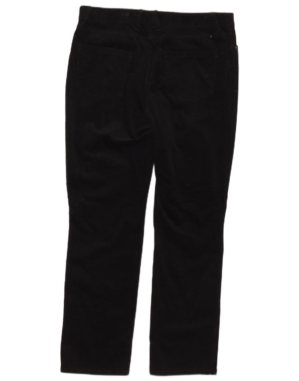 Pantaloni di velluto a coste a vita alta da donna Marks & Spencer UK 14 Large W34 L28 Bla