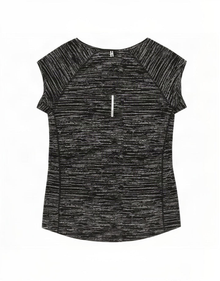 T-shirt Nike Dri Fit da donna, taglia UK 12, poliestere medio nero screziato