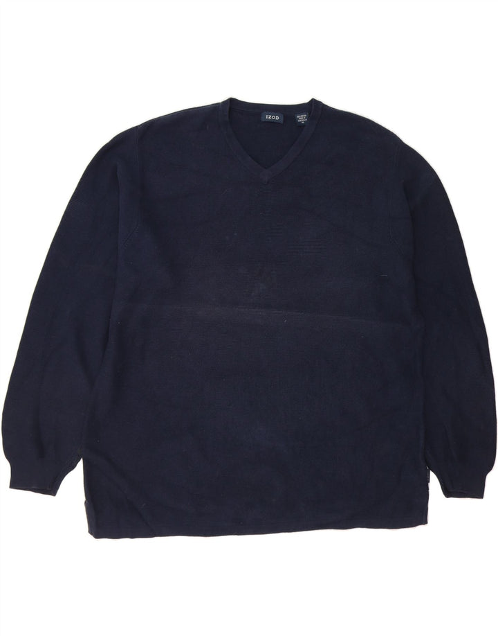 IZOD Mens V-Neck Jumper Sweater XL Navy Blue Cotton Vintage Izod and Second-Hand Izod from Messina Hembry 
