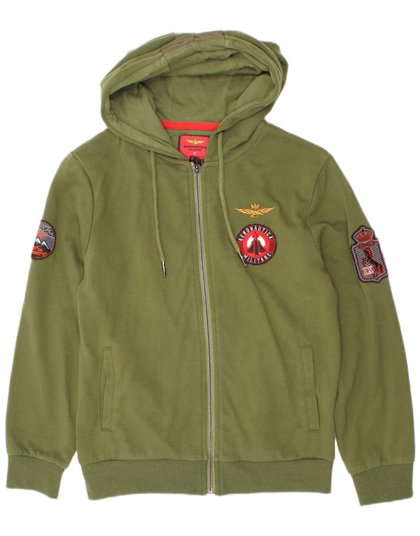 Felpa con cappuccio e zip grafica per ragazzi Aeronautica Militare 9-10 anni Verde