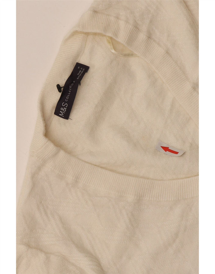 Maglione maglione con scollo a V da donna Marks & Spencer UK 12 medio bianco sporco