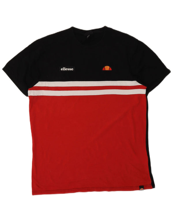 T-shirt da uomo Ellesse Top Large in cotone color block nero sportivo