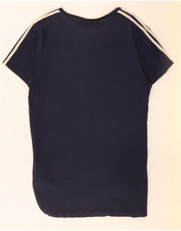 Adidas T-shirt grafica da donna Top UK 12 Medium Navy Blue Colourblock in cotone