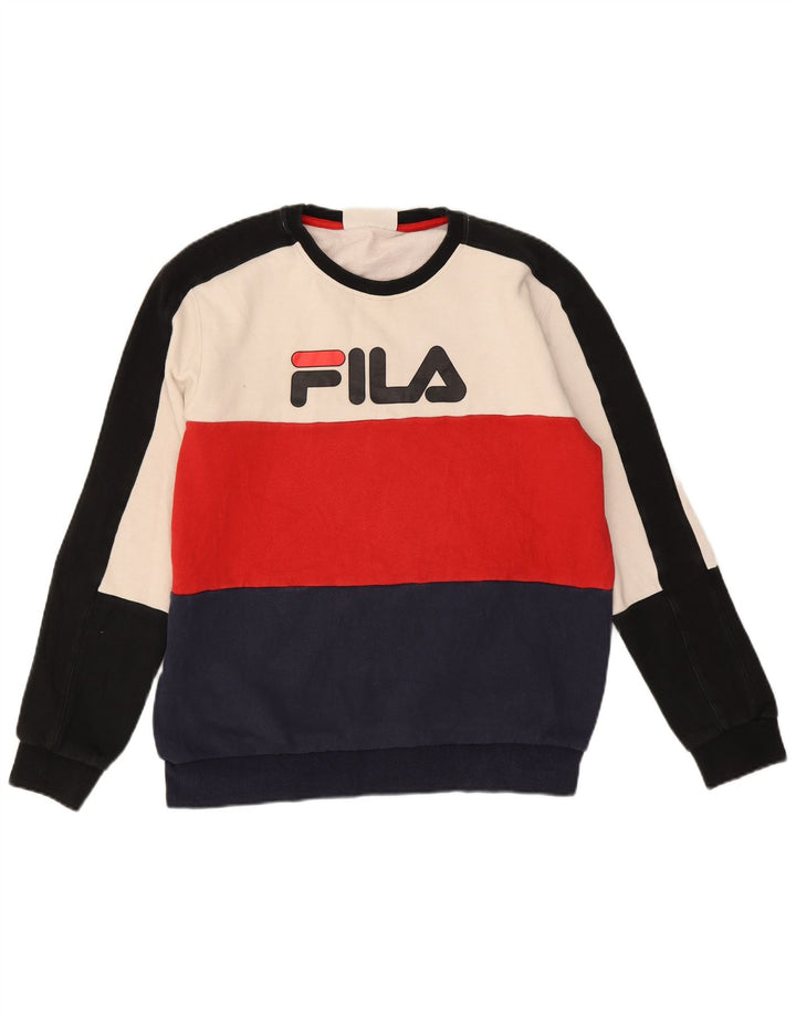 Fila Felpa grafica da uomo Maglione piccolo in cotone color block multicolore
