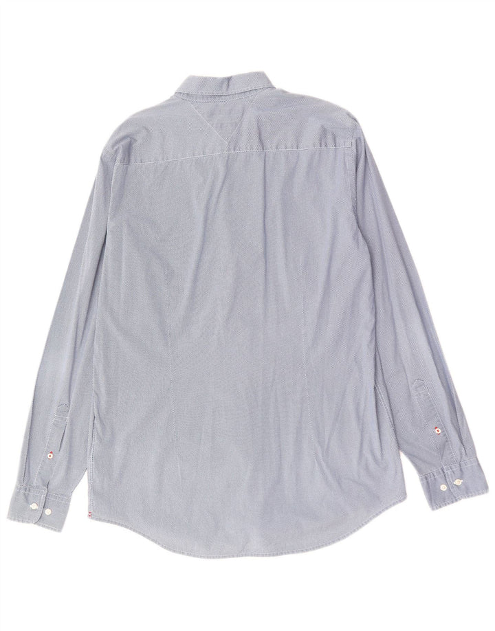 Camicia slim fit da uomo Tommy Hilfiger XL cotone maculato blu