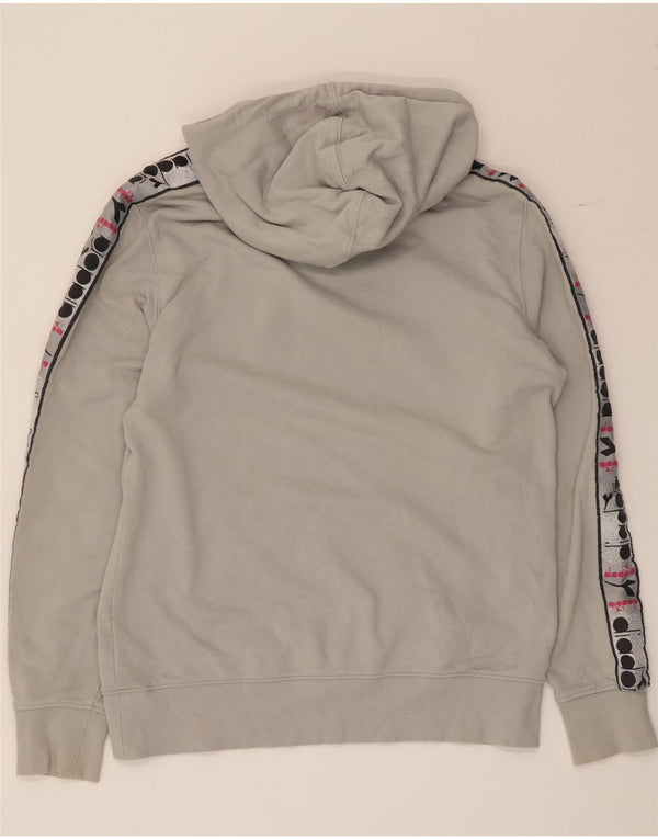 Felpa con cappuccio grafica da uomo Diadora Large in cotone grigio