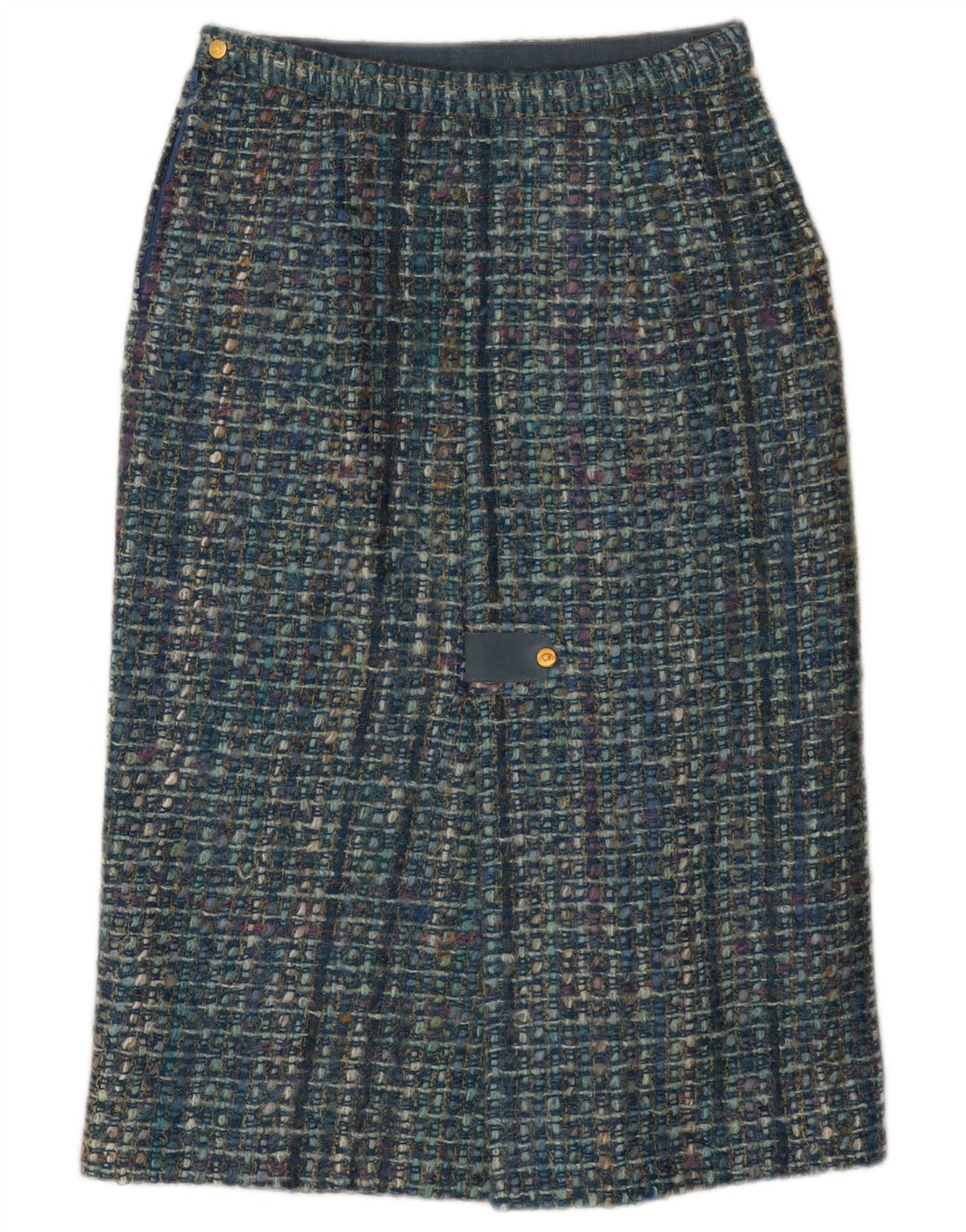 Gonna dritta da donna vintage W28 a quadri blu medio