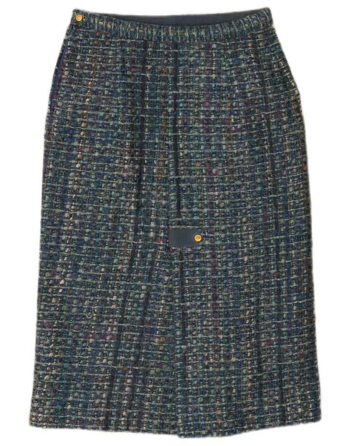 Gonna dritta da donna vintage W28 a quadri blu medio