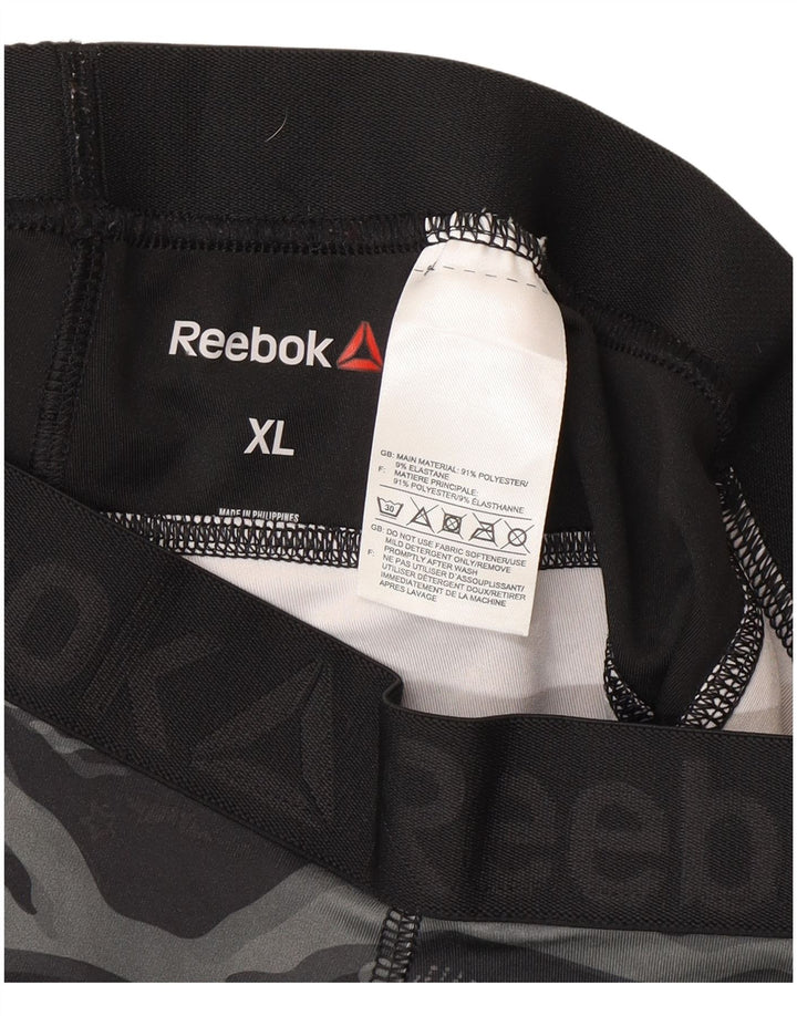 Leggings Reebok da donna con grafica Capri UK 18 XL poliestere mimetico grigio