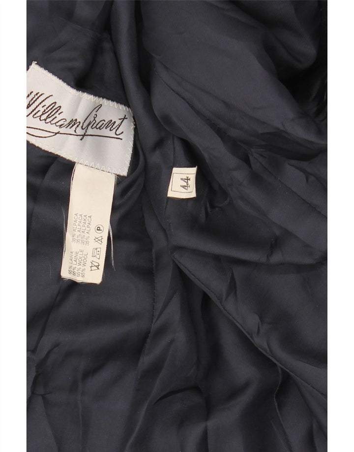 Giacca blazer da donna a 2 bottoni VINTAGE IT 44 lana media a quadri blu navy