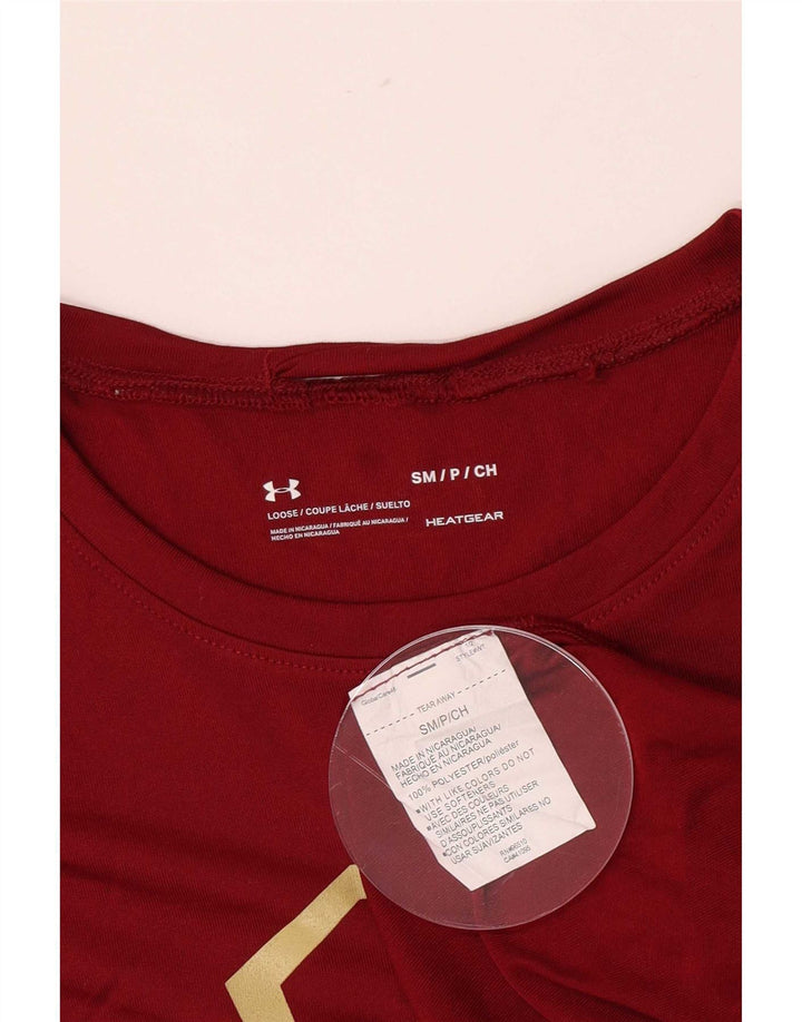 Under Armour Elite Graphic Top da uomo a maniche lunghe piccolo in poliestere bordeaux