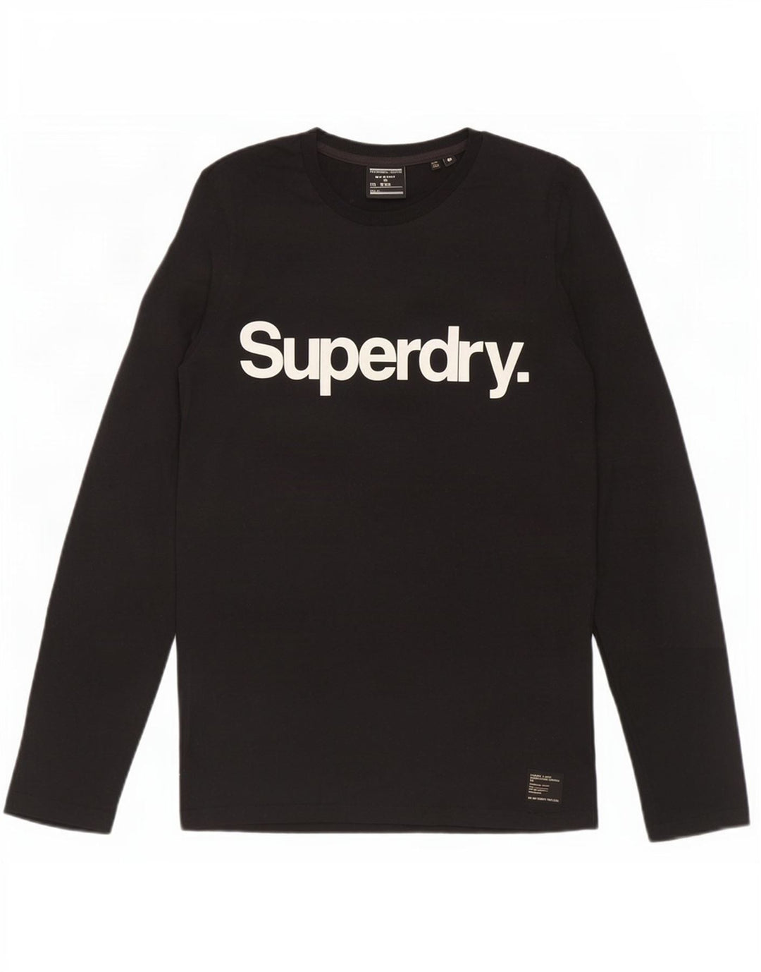 Top grafico da uomo Superdry a maniche lunghe in cotone nero medio