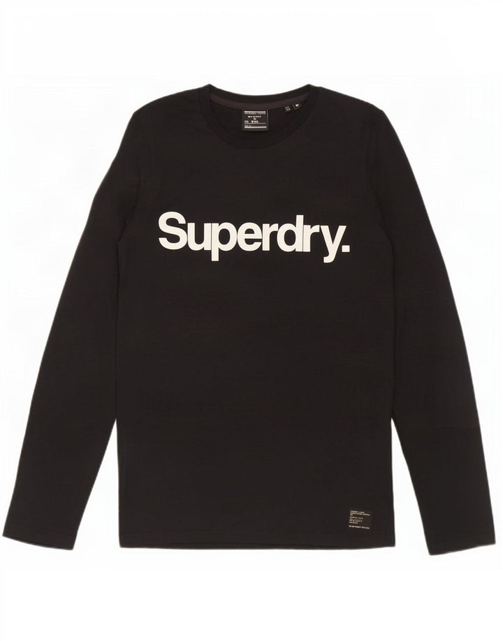 Top grafico da uomo Superdry a maniche lunghe in cotone nero medio