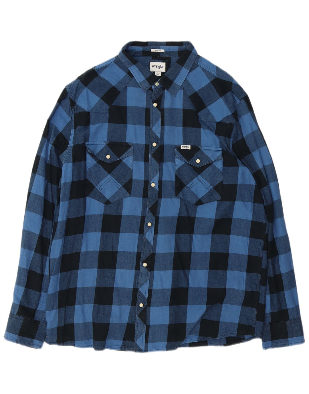Camicia da uomo in flanella vestibilità regolare Wrangler XL in cotone a quadretti blu