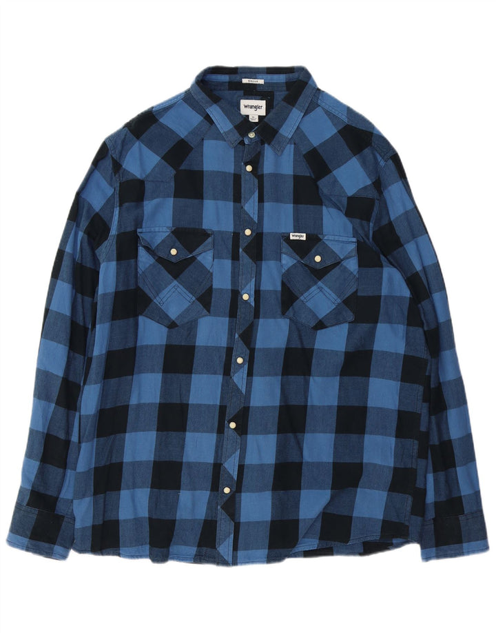 Camicia da uomo in flanella vestibilità regolare Wrangler XL in cotone a quadretti blu