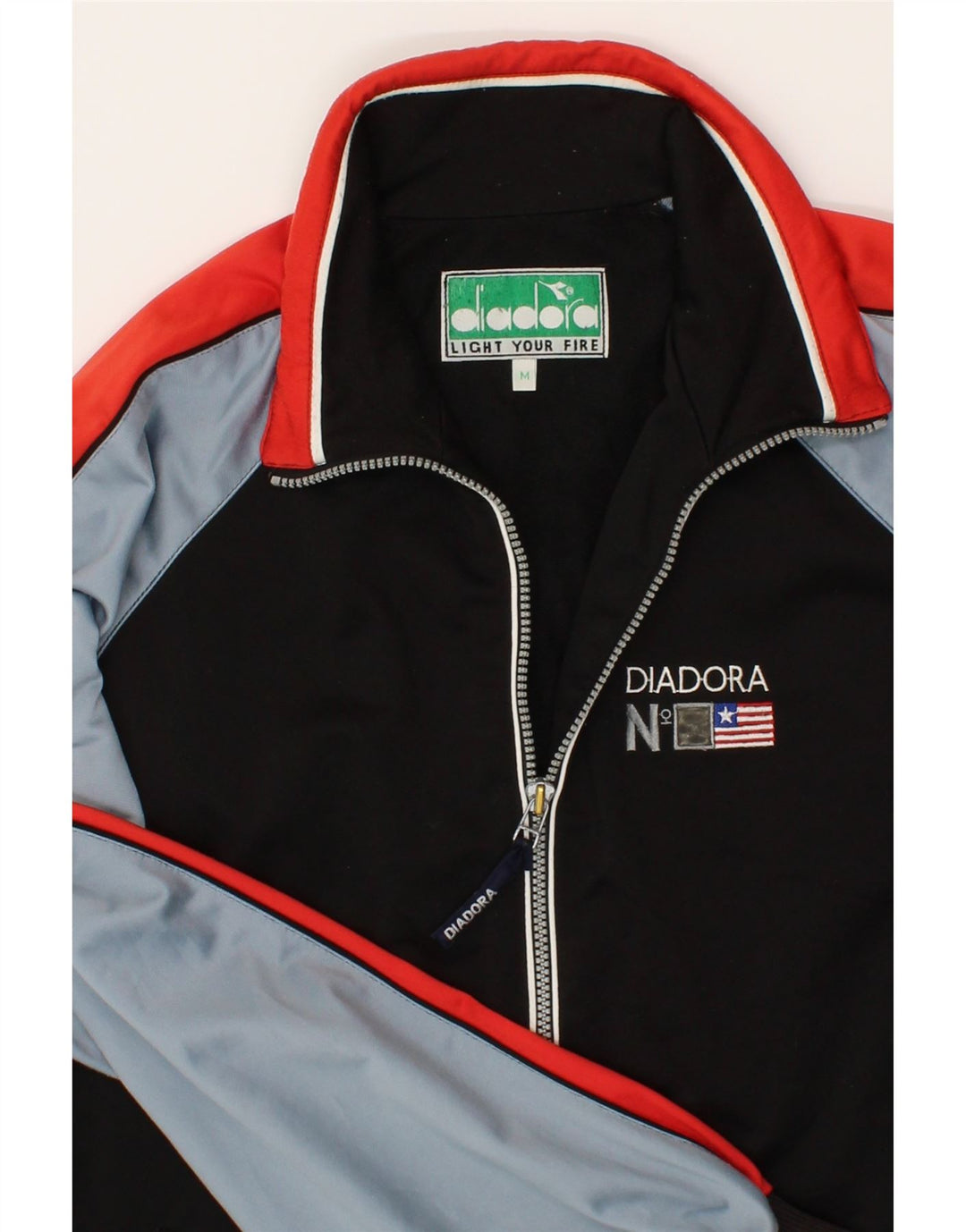 DIADORA Mens Tracksuit Top Jacket Medium Black Colourblock Polyester Vintage Diadora and Second-Hand Diadora from Messina Hembry 