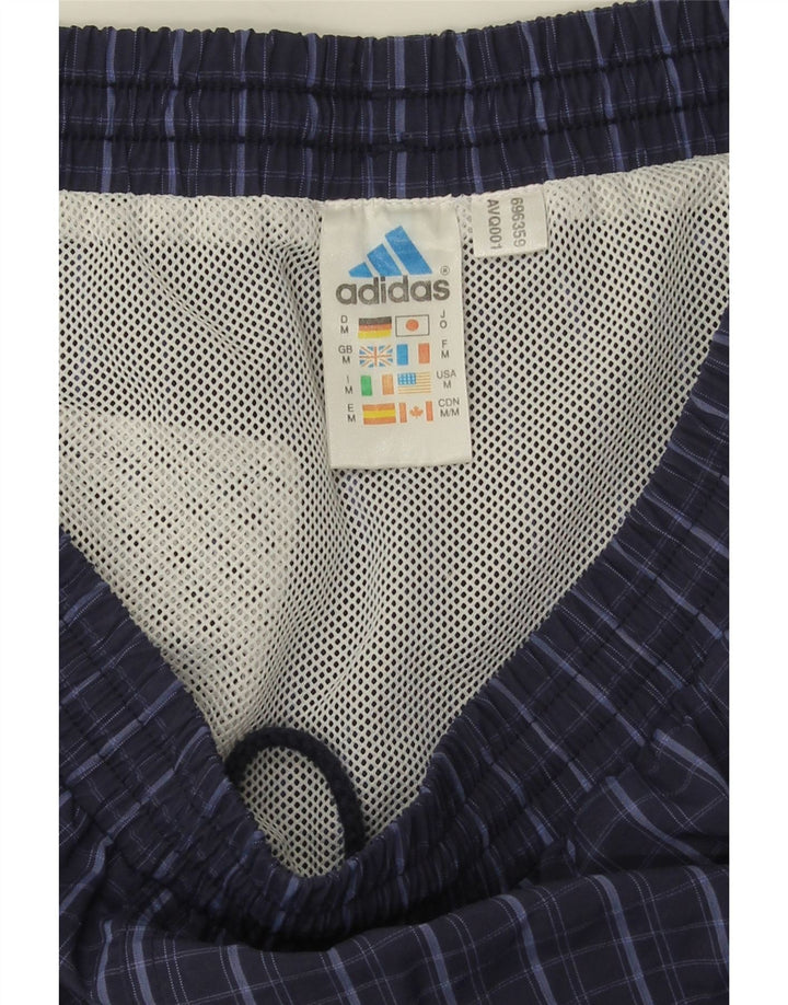 Pantaloncini da bagno Adidas da uomo medi in poliammide a quadri blu navy