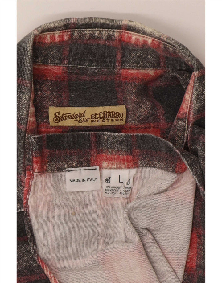 Camicia da uomo in flanella El Charro, cotone a quadri grigi grandi