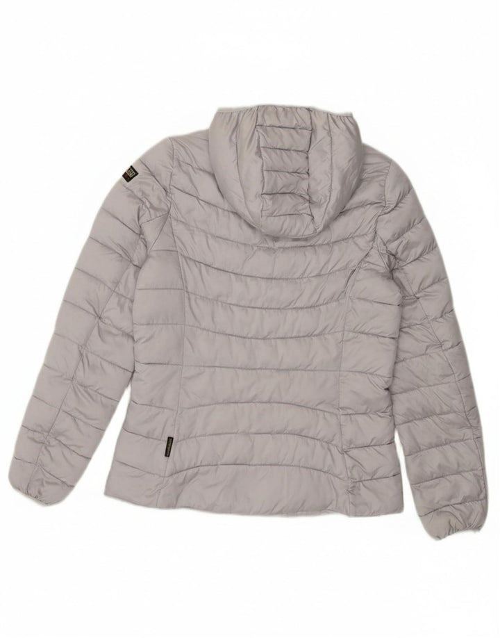 NAPAPIJRI Womens Hooded Padded Jacket UK 16 Large Grey Polyamide