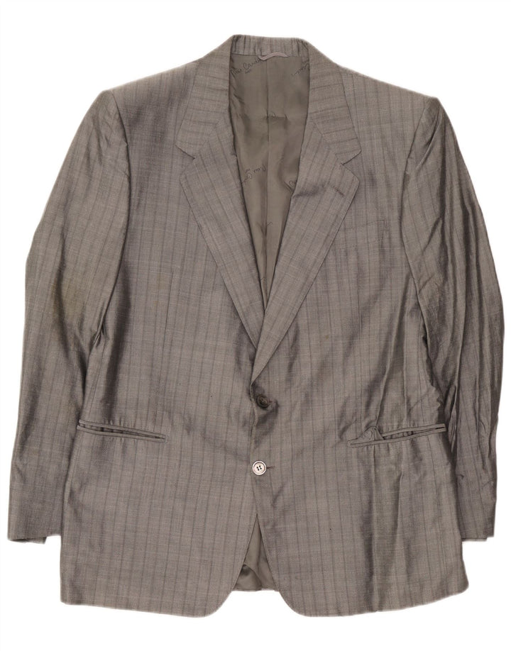 Giacca blazer da uomo a 2 bottoni Pierre Cardin UK 38 Seta a righe grigio medio