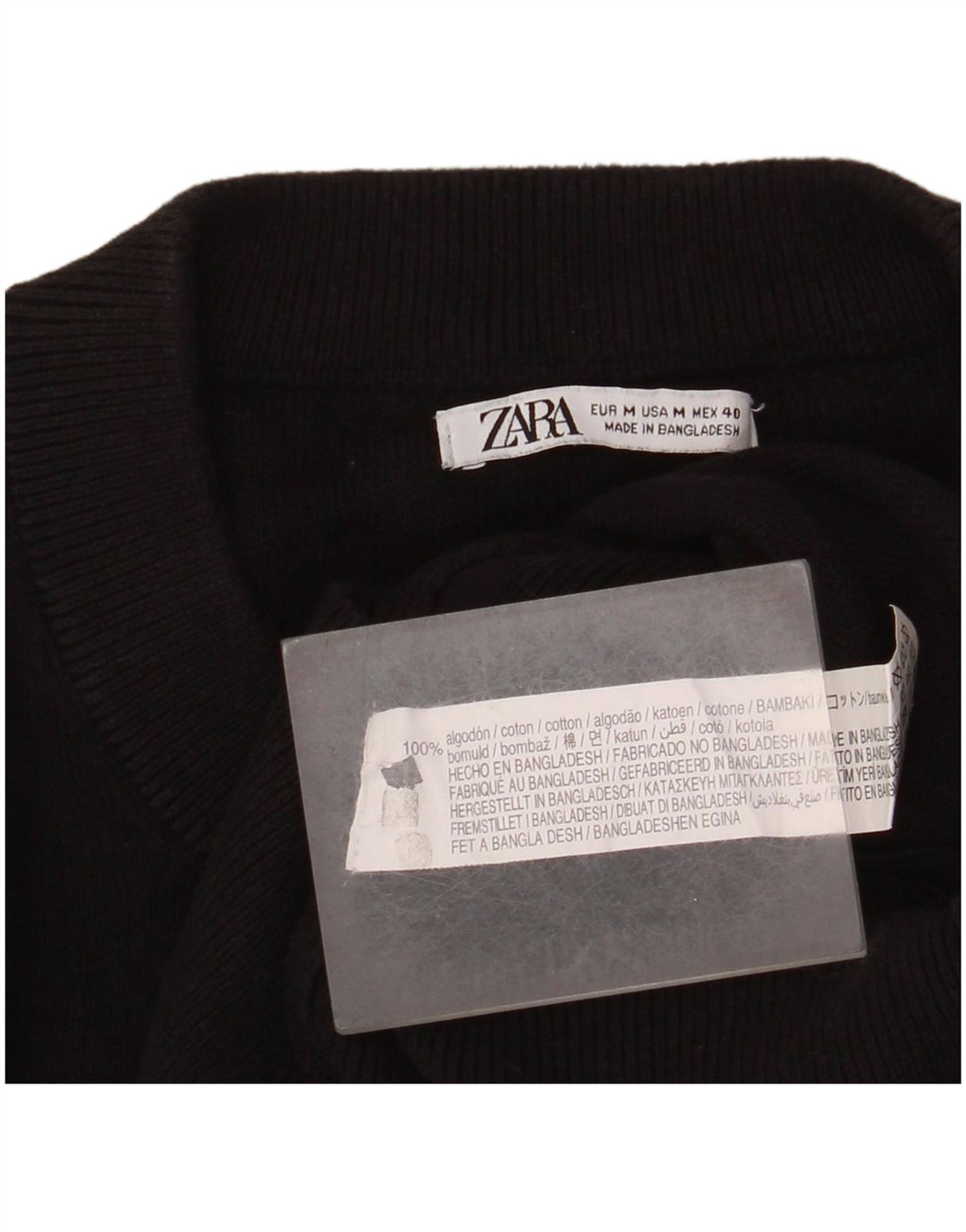 Maglione maglione girocollo da uomo Zara in cotone nero medio