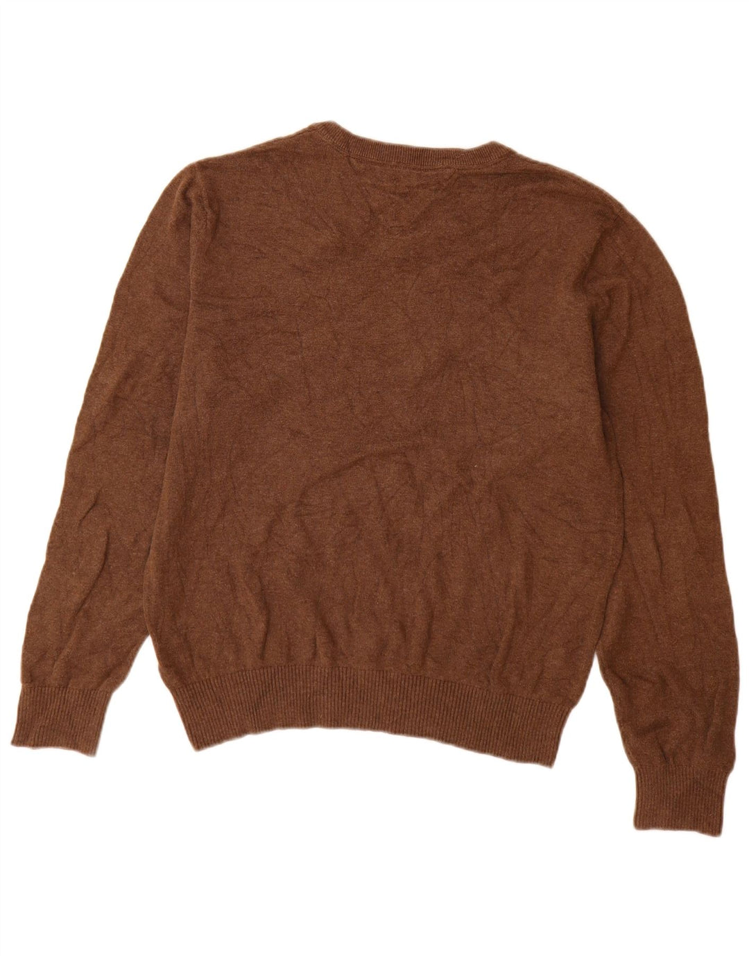 Maglione maglione con scollo a V da uomo Tommy Hilfiger in cotone marrone medio