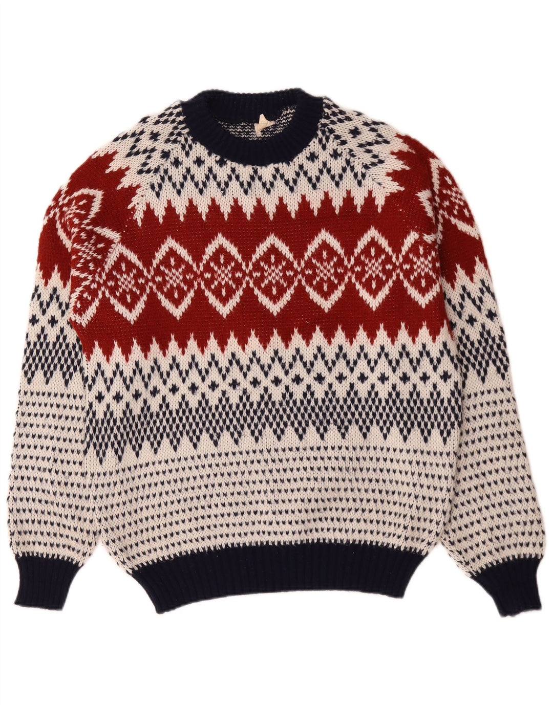 Maglione maglione girocollo da uomo vintage grande Fair Isle multicolore