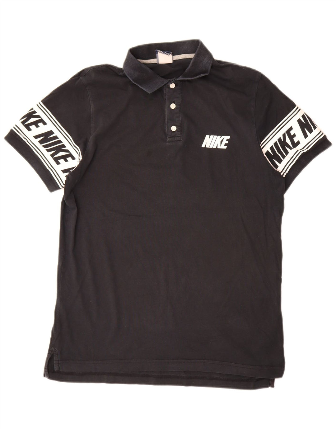 Polo grafica da uomo Nike Large in cotone color block nero