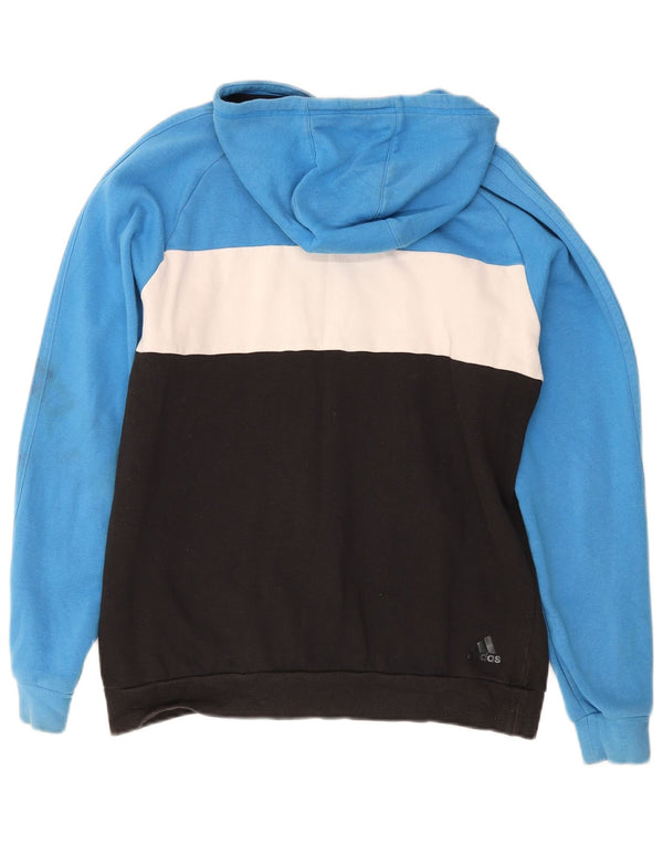 Felpa con cappuccio grafica da uomo Adidas, grande, in cotone color block blu