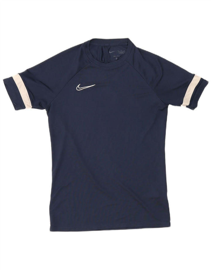 T-shirt Nike da uomo Dri Fit, top in poliestere color block medio blu navy