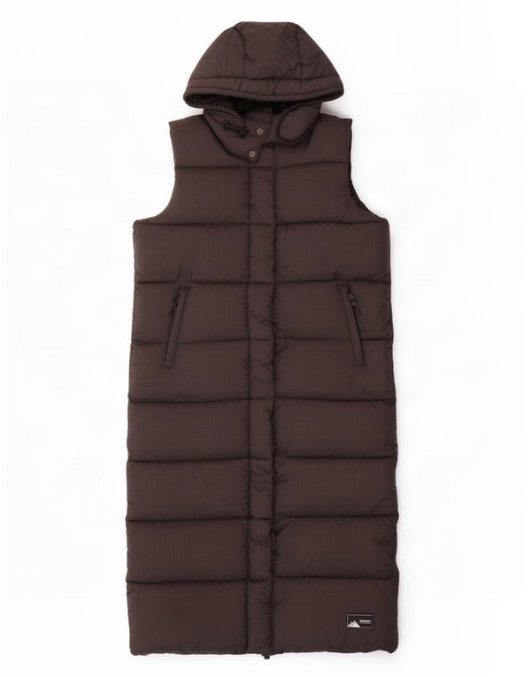 Gilet imbottito con cappuccio lungo da uomo Superdry UK 14 nylon medio nero a quadri