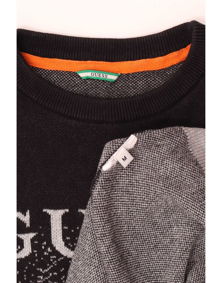 Maglione maglione girocollo con grafica da uomo Guess, blocco colore nero medio