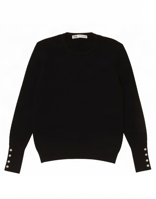 Maglione maglione girocollo da donna Zara UK 20 2XL viscosa nera