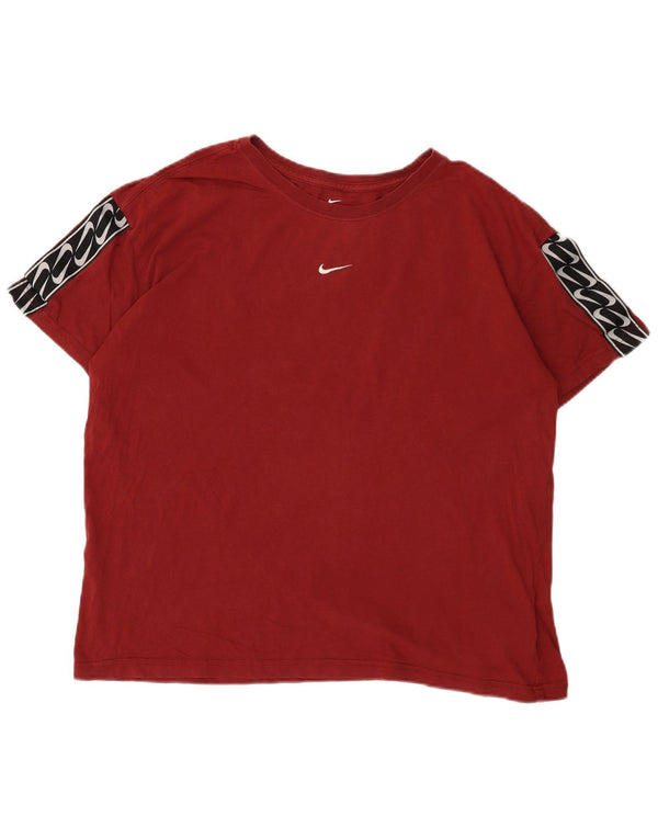T-shirt grafica da uomo Nike Top Large in cotone color block bordeaux