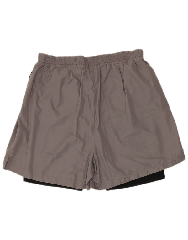 Pantaloncini sportivi Reebok da uomo in poliestere grigio medio