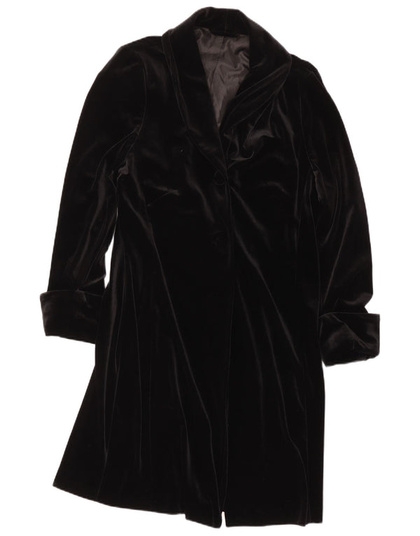 Soprabito vintage da donna in velluto UK 16 grande poliestere nero