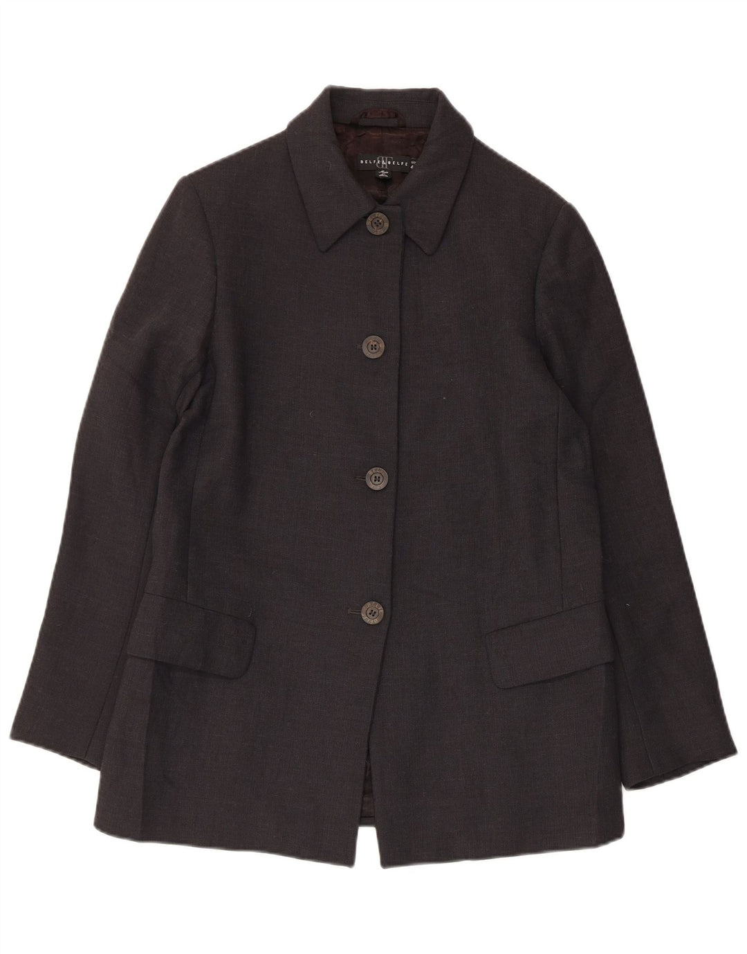 Giacca blazer a 4 bottoni da donna Belfe & Belfe IT 40 piccola in lana vergine nera