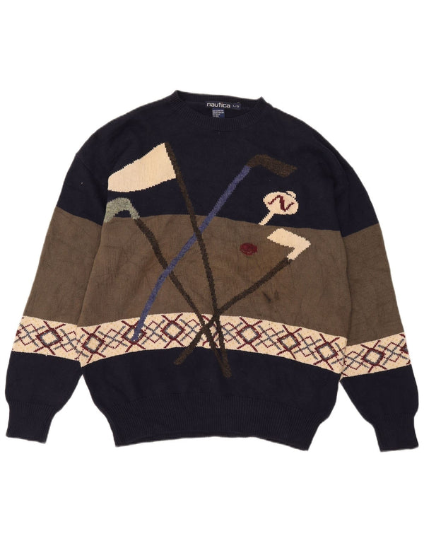 Maglione maglione girocollo da golf da uomo Nautica, grande, multicolore, color block