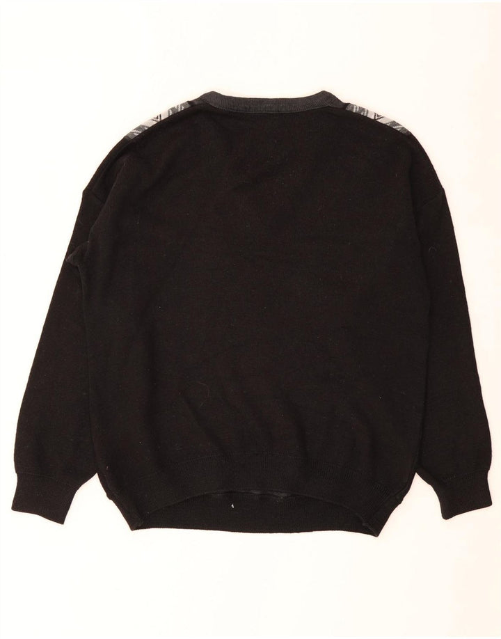 Maglione da uomo con scollo a V Farah, acrilico color block nero medio