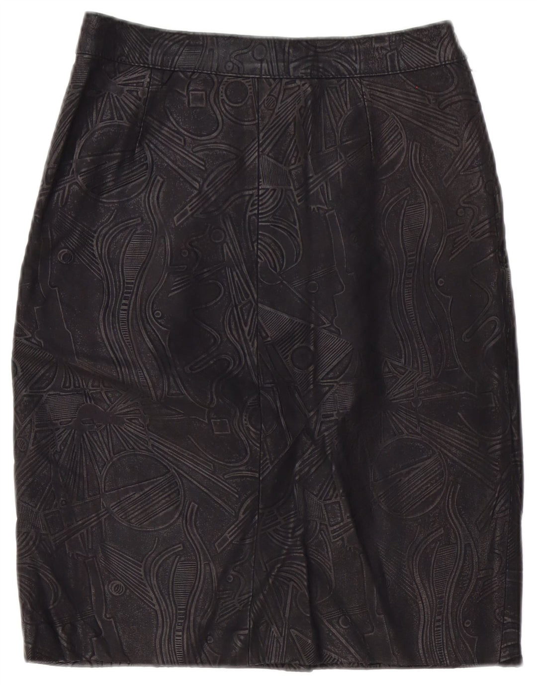 Gonna in pelle vintage da donna W26 piccola nera geometrica