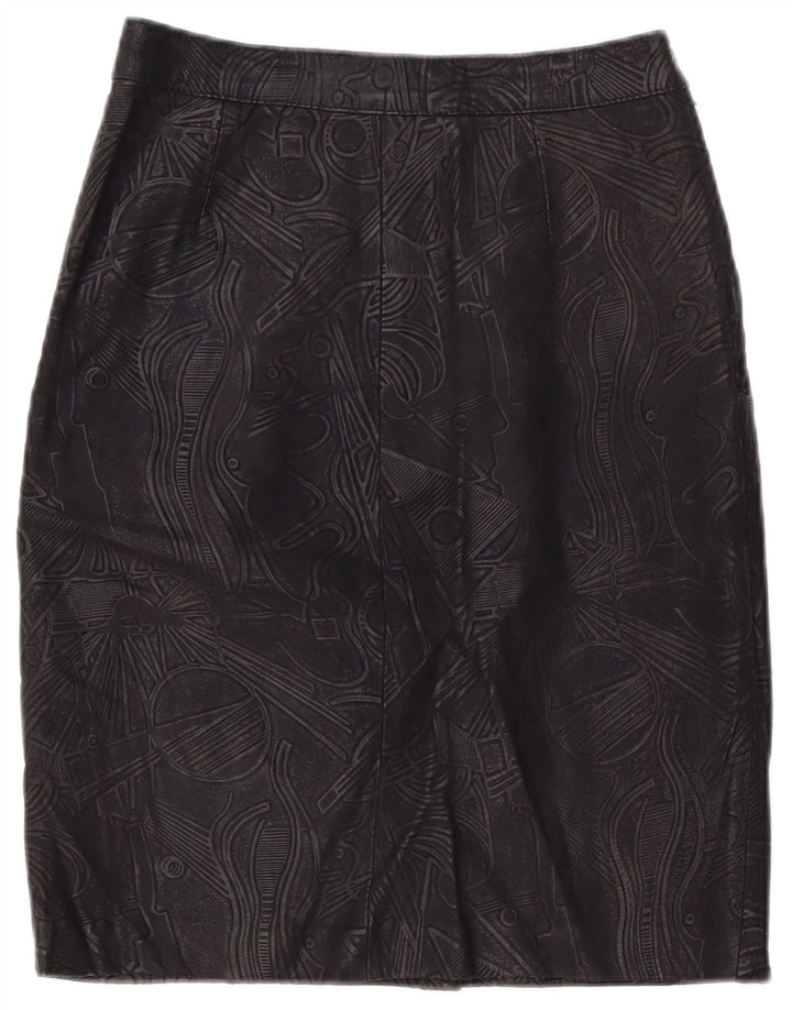 Gonna in pelle vintage da donna W26 piccola nera geometrica