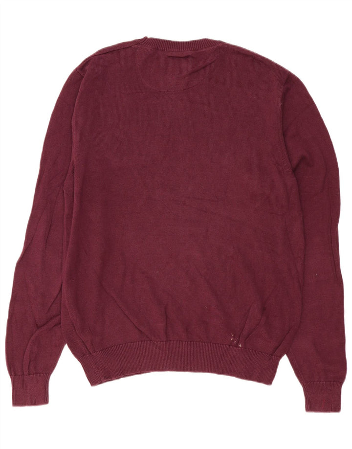 Maglione maglione girocollo da uomo Marks & Spencer in cotone bordeaux medio